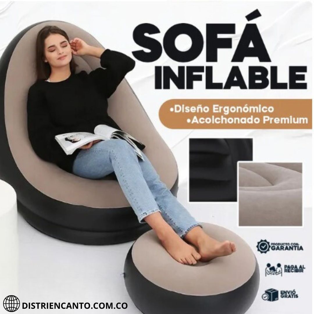 💺Relájate al Máximo: Sofá Inflable con Reposapiés💆🏼‍♂️ ¡Comodidad Donde Quieras!💺